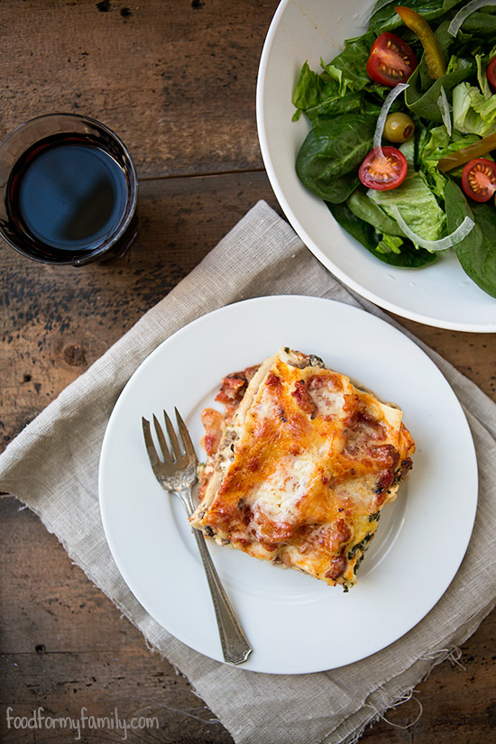 Spinach Ricotta Lasagna #recipe via FoodforMyFamily.com