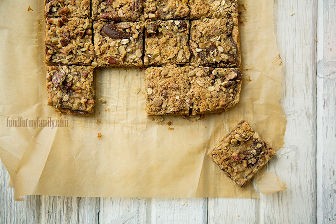 Spiced Pumpkin Butter Bars with Pecans #recipe via FoodforMyFamily.com
