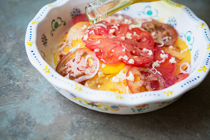Heirloom Tomato Salad for an Avocado Toast Bar | FoodforMyFamily.com 
