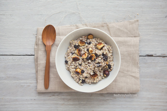 Hazelnut and Blueberry Kasha (Buckwheat Groats) #recipe via FoodforMyFamily.com