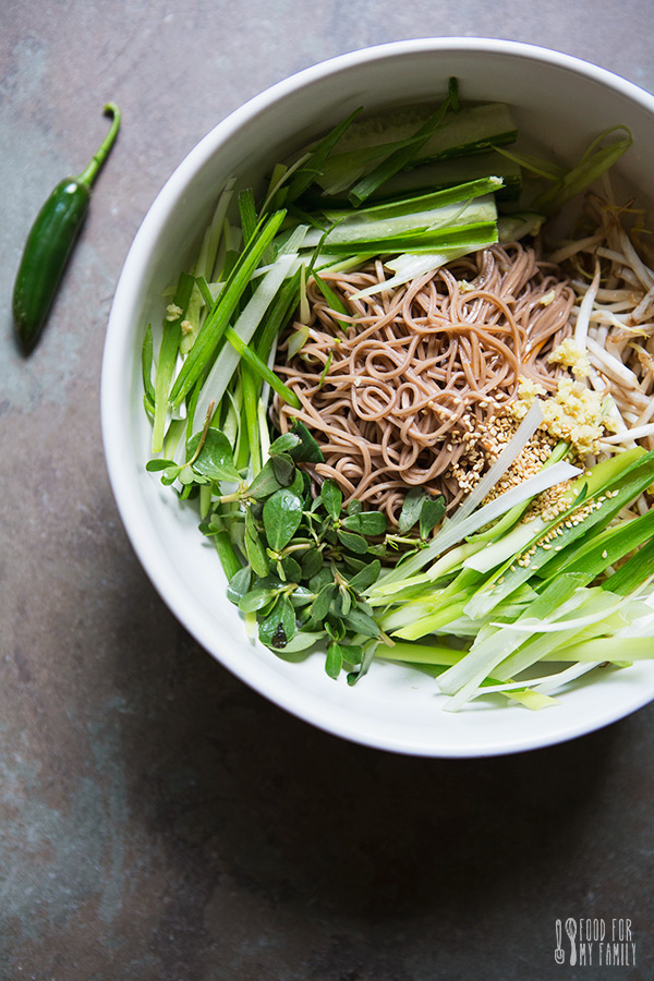 Purslane and Soba Noodle Salad #recipe on FoodforMyFamily.com